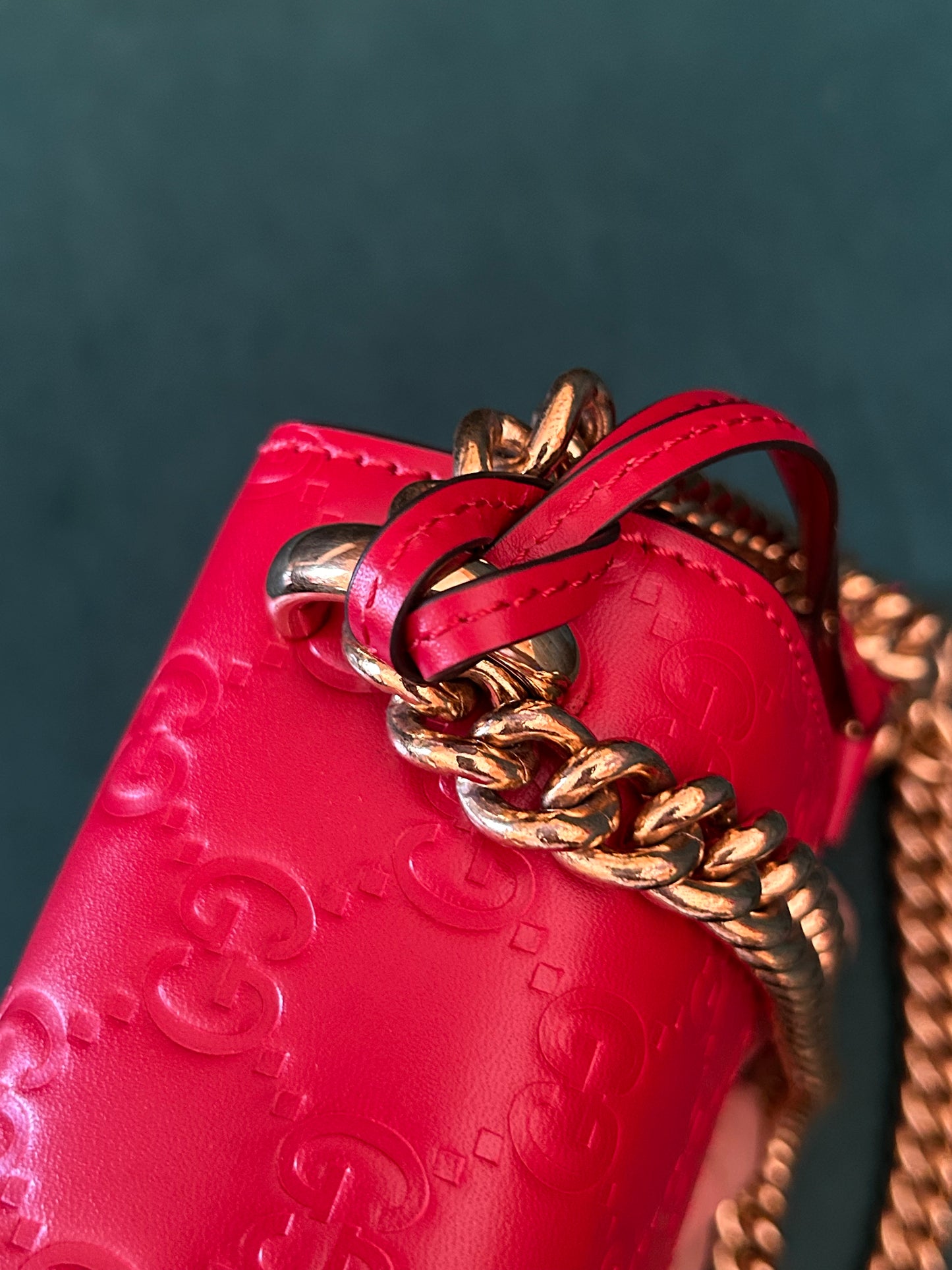 Gucci Red Guccissima Leather Padlock Small Shoulder Bag