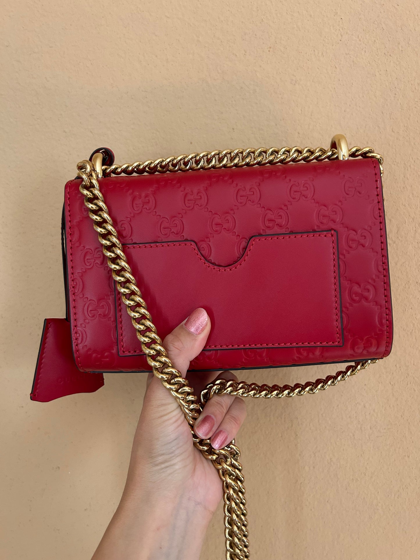 Gucci Red Guccissima Leather Padlock Small Shoulder Bag