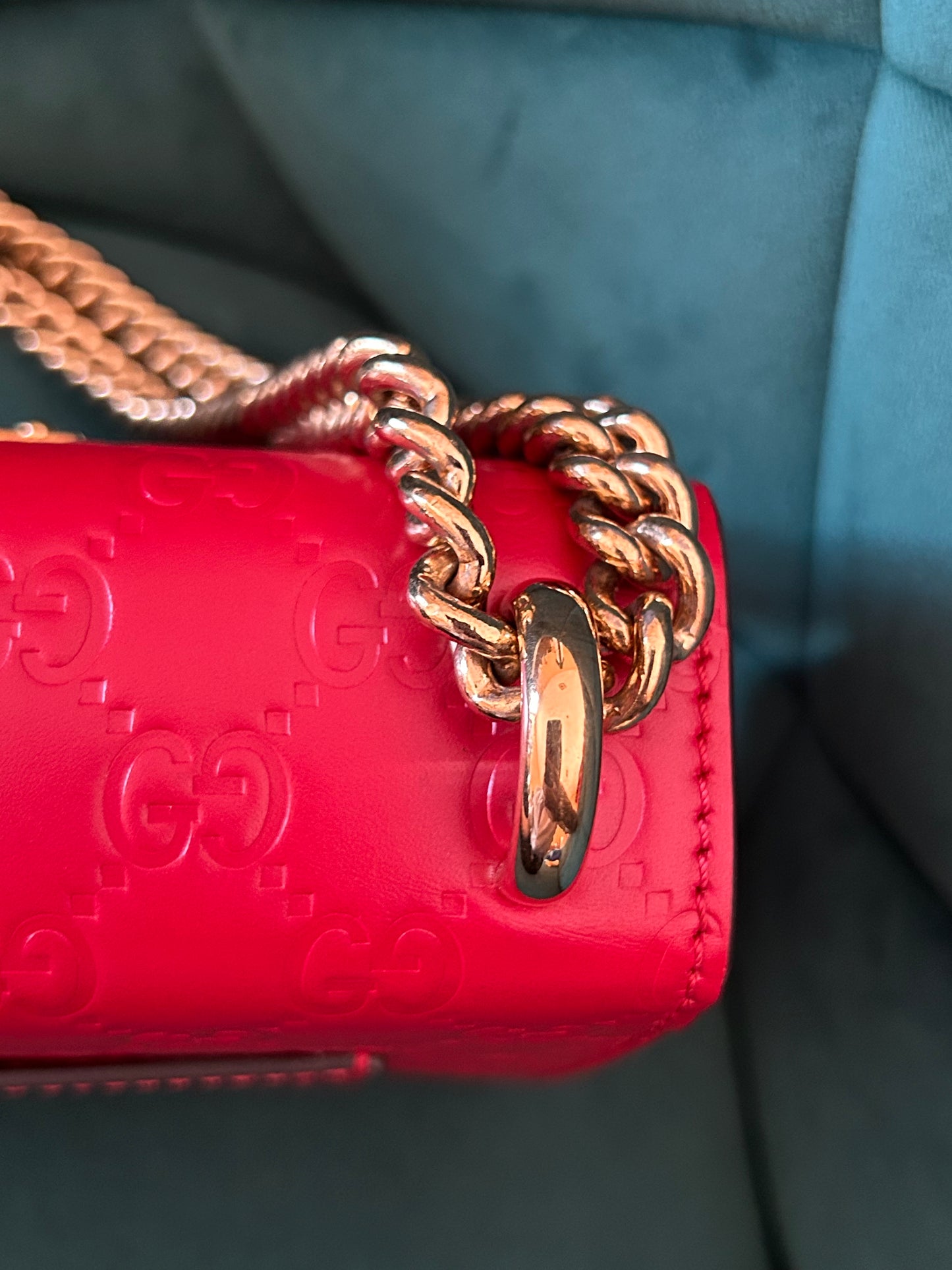 Gucci Red Guccissima Leather Padlock Small Shoulder Bag